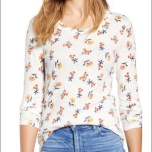 Caslon Long Sleeve Crewneck Floral Print Tee